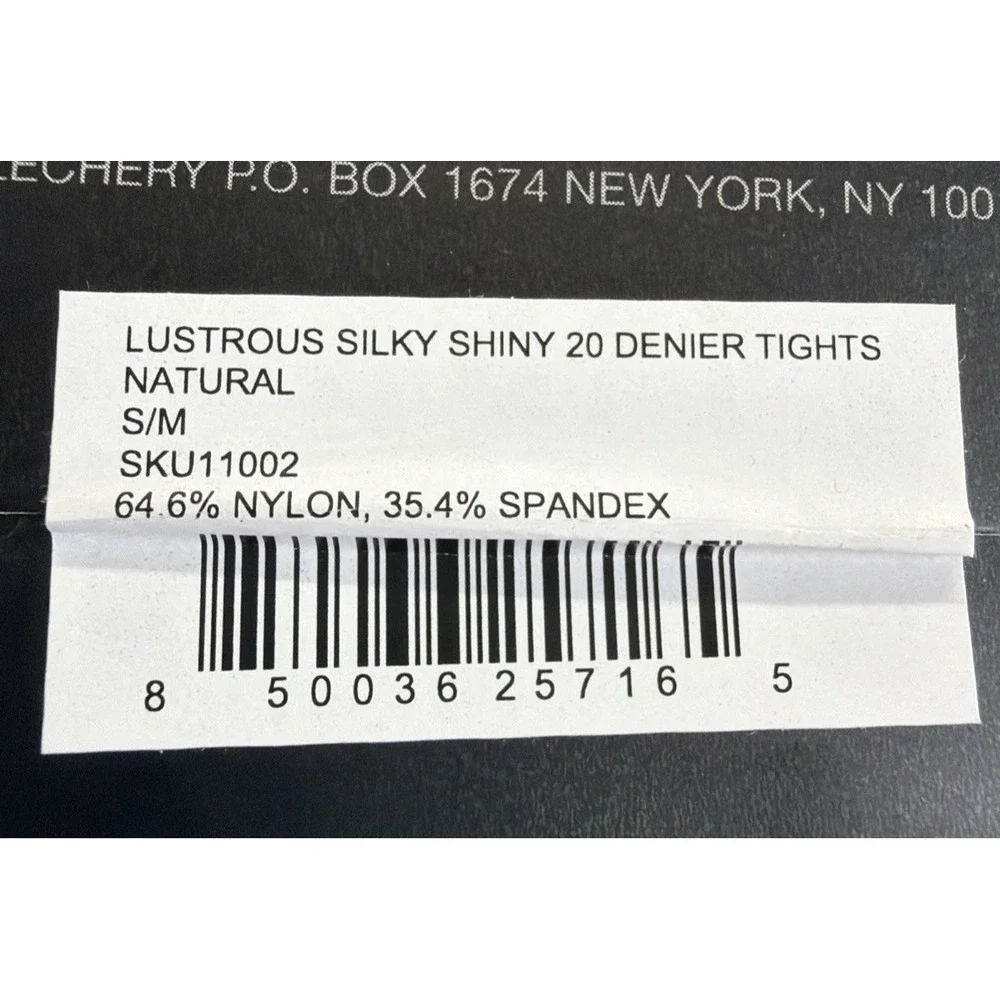 Lechery Lustrous Silky Shiny 20 Denier Tights S/M Natural New 11002